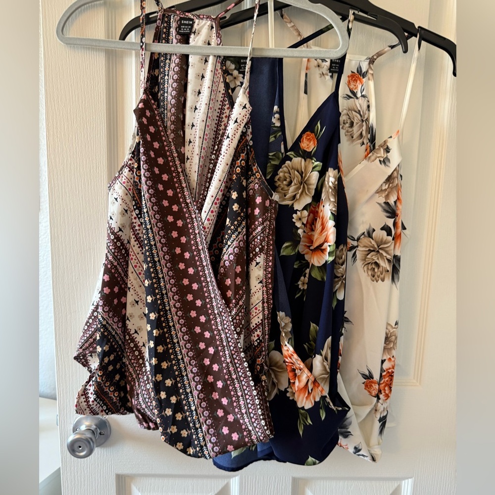 SHEIN Clasi Floral Print High Low Hem Cami Top BUNDLE OF THREE - Picture 2 of 16